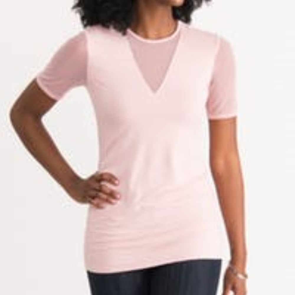 Sheer Tee V-Neck Pink